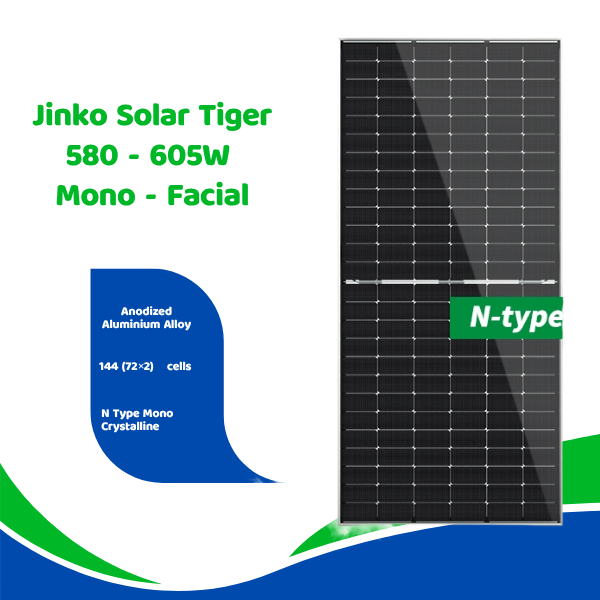 Jinko Solar Tiger 580 - 605W Mono - Facial